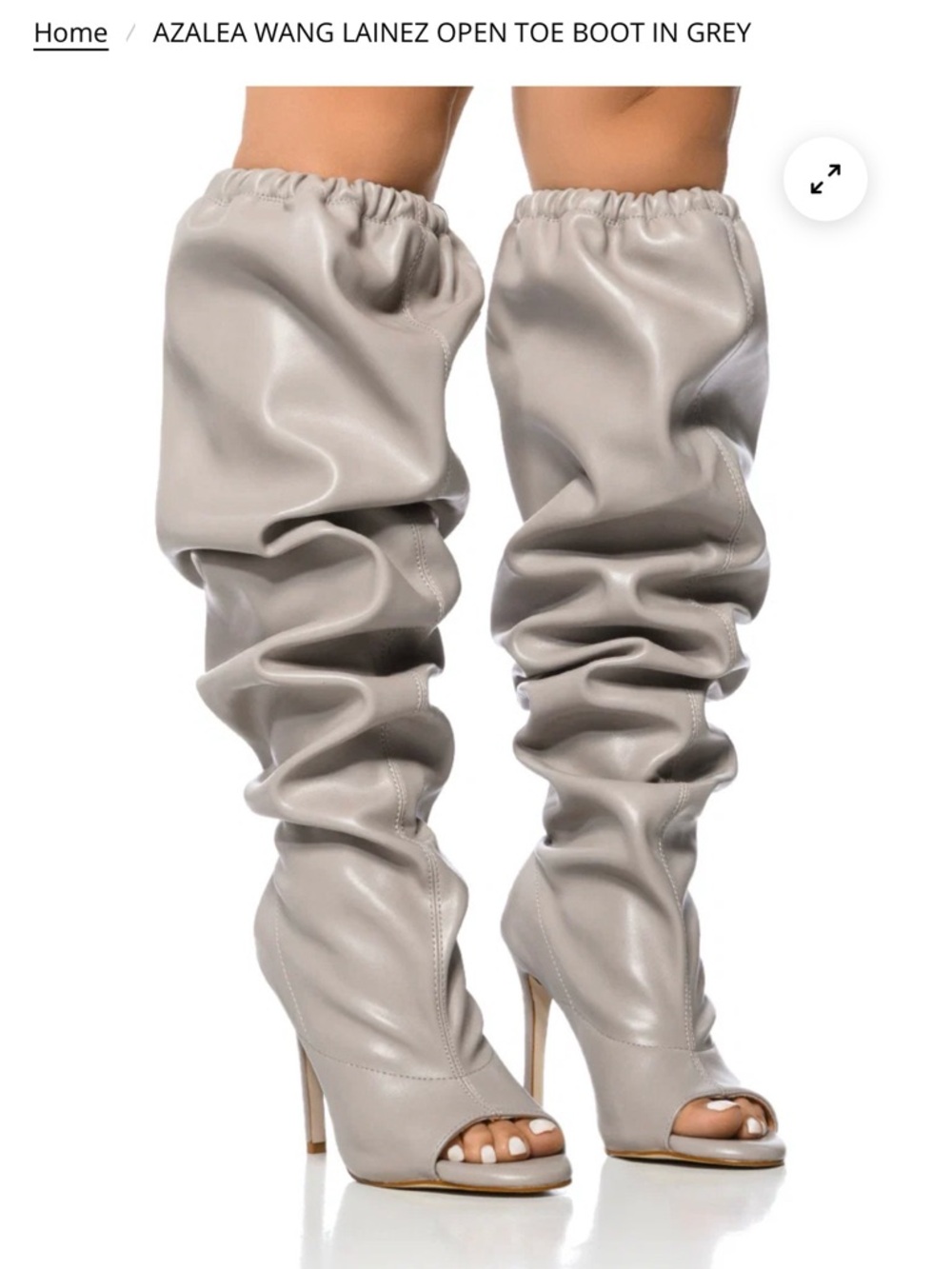 Azalea Wang Lainez-Gray Slouchy Open Toe Boots
